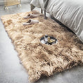 Malaiah Shag Faux Sheepskin Fur Area Rug in Beige